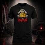 WHAT A BEAUTIFUL DAY TO DISAPPEAR smiling sun t-shirt shown on a ghost mannequin, black, front view