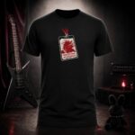 PROFESSIONAL HEADBANGER laminate pass t-shirt shown on a ghost mannequin, black, front view