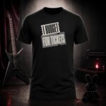 I BUDGET FOR TICKETS concert tickets t-shirt shown on a ghost mannequin, black, front view