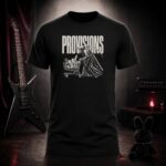 PROVISIONS grim reaper with a shopping trolley t-shirt shown on a ghost mannequin, black, front view