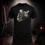 orc bass player t-shirt shown on a ghost mannequin, black, front view