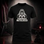 FORMAL METALHEAD tuxedo t-shirt shown on a ghost mannequin, black, front view