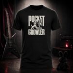 POCKET GROWLER dog microphone t-shirt shown on a ghost mannequin, black, front view